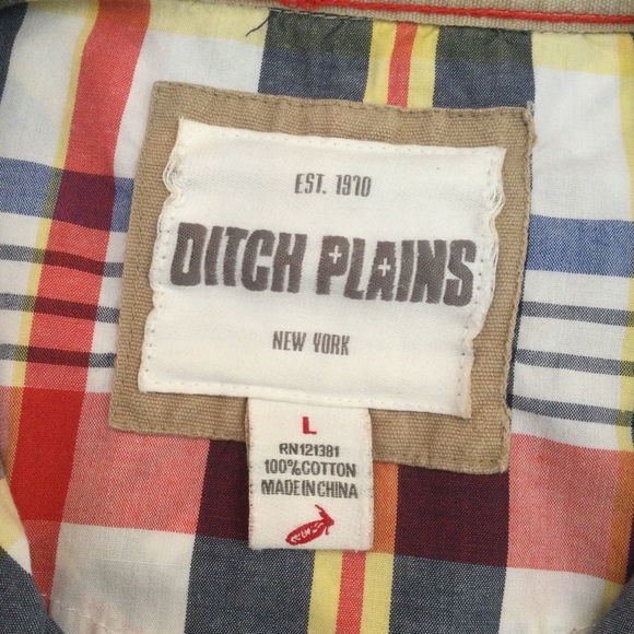 Ditch Plains Mens Short Sleeved Plaid Cotton Shirt, Snap Front. - Picture 8 of 8